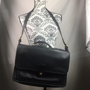 Vintage Coach Black Leather Laptop Bag